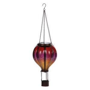 Solar Red/Yellow Balloon Light w/Flickering Warm White LEDs