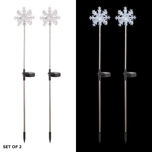 Solar Snowflake Garden Stake with Cool White LED- Set of 2