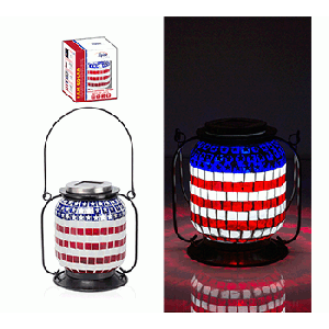 Solar Patriotic Lantern with LED Lights