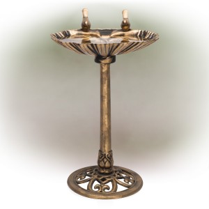 32" Birdbath With 2 Birds