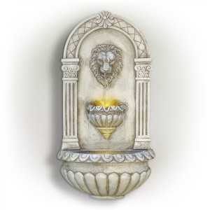 31" CLASSICAL WALLED FOUNTAIN WITH LION HEAD AND LED LIGHTS