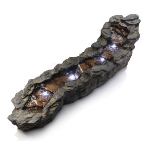 TIERED ROCKY RIVER STREAM FOUNTAIN WITH WHITE LED LIGHTS