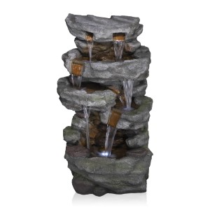 CASCADING TIERED STONE FOUNTAIN 