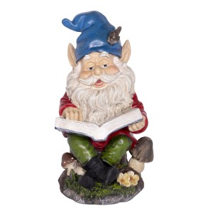 Garden Gnome Reading Book Statue Ornament