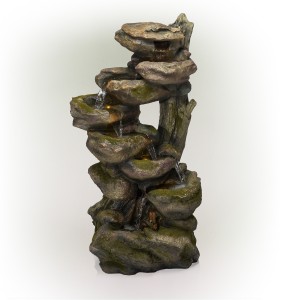 8-TIER ROCK FOUNTAIN WITH LED LIGHTS 