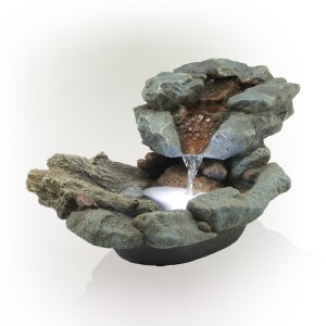 ROCK WATERFALL FOUNTAIN WITH LED LIGHTS 