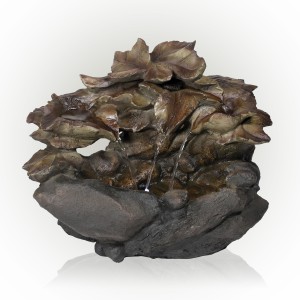 CASCADING LEAF TABLETOP FOUNTAIN WITH LED LIGHT