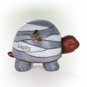 Alpine Corporation "Happy" Turtle Statue with Solar-Powered LED Light