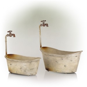 Rustic Bathtub with Faucet Planter -Assorted Master Pack of 2