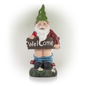 Mooning "Welcome" Gnome with Pants Down Statue