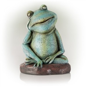 15" Pensive-Minded Daydreamer Frog Garden Statue