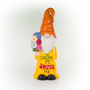 Alpine Corporation 24"H "To Gnome Me Is To Love Me" Indoor/Outdoor Garden Gnome Statue, Orange/Yellow