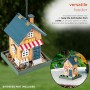 18" Colorful Hanging Wooden Birdfeeder Café House