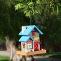 19" Colorful Hanging Wooden Birdfeeder Flower Shop