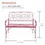 Alpine Corporation 45"L Indoor/Outdoor 2-Person Metal Garden Bench with Daisy Backrest, Red
