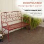 Alpine Corporation 45"L Indoor/Outdoor 2-Person Metal Garden Bench with Daisy Backrest, Red