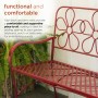 Alpine Corporation 45"L Indoor/Outdoor 2-Person Metal Garden Bench with Daisy Backrest, Red