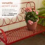 Alpine Corporation 45"L Indoor/Outdoor 2-Person Metal Garden Bench with Daisy Backrest, Red