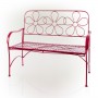 Alpine Corporation 45"L Indoor/Outdoor 2-Person Metal Garden Bench with Daisy Backrest, Red