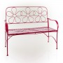 Alpine Corporation 45"L Indoor/Outdoor 2-Person Metal Garden Bench with Daisy Backrest, Red