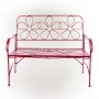 Alpine Corporation 45"L Indoor/Outdoor 2-Person Metal Garden Bench with Daisy Backrest, Red