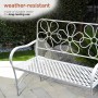 Alpine Corporation Daisy Metal Garden Bench, White