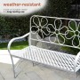 White Daisy Metal Bench