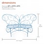 Alpine Corporation 62"L Indoor/Outdoor 2 Person Metal Butterfly Shaped Garden Bench, Blue