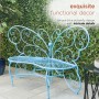 Blue Butterfly Metal Bench