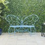 Blue Butterfly Metal Bench