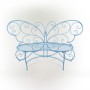 Alpine Corporation 62"L Indoor/Outdoor 2 Person Metal Butterfly Shaped Garden Bench, Blue
