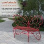 38" RED BUTTERFLY METAL BENCH 