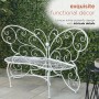 Alpine Corporation 62"L Indoor/Outdoor 2 Person Metal Butterfly Shaped Garden Bench, White
