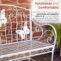 White Metal Garden Bench with Butterfly Backrest