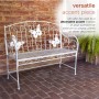 White Metal Garden Bench with Butterfly Backrest