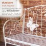 White Metal Garden Bench with Butterfly Backrest