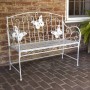 White Metal Garden Bench with Butterfly Backrest