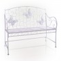 White Metal Garden Bench with Butterfly Backrest