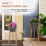 Alpine Corporation Indoor/Outdoor Metal Planters with Wooden Stands and Drainage Holes (Set of 2)