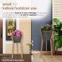 METAL BUCKET PLANTER WITH WOODEN STAND-ASSORTED SET OF 2