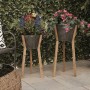 Alpine Corporation Indoor/Outdoor Metal Planters with Wooden Stands and Drainage Holes (Set of 2)