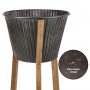 METAL BUCKET PLANTER WITH WOODEN STAND-ASSORTED SET OF 2