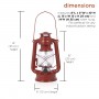 Alpine Corporation 10"H Indoor/Outdoor Metal and Glass Hurricane Lantern with Dimmable LED Lights, Red