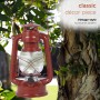 Alpine Corporation 10"H Indoor/Outdoor Metal and Glass Hurricane Lantern with Dimmable LED Lights, Red
