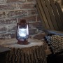 Alpine Corporation 10"H Indoor/Outdoor Metal and Glass Hurricane Lantern with Dimmable LED Lights, Red