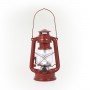 Alpine Corporation 10"H Indoor/Outdoor Metal and Glass Hurricane Lantern with Dimmable LED Lights, Red