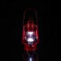 Alpine Corporation 10"H Indoor/Outdoor Metal and Glass Hurricane Lantern with Dimmable LED Lights, Red