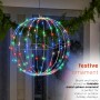 Alpine Corporation 16"H Indoor/Outdoor Foldable Metal Hanging Ornament with Multi-Colored LED Lights