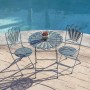36" LIGHT BLUE FEATHERED PEACOCK BISTRO SET WITH RUSTIC FINISH 