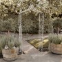 Alpine Corporation 93"H Outdoor Vintage Metal Garden Walkway Arch, Gray